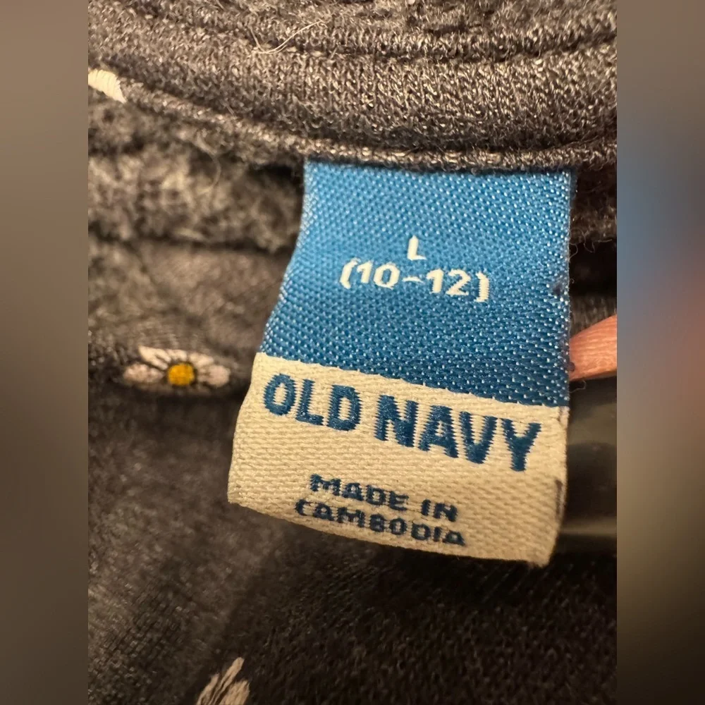 Old Navy Cropped Hoodie - Girls Large 10-12 - Daisy Print Fleece Sweatshirt EUC